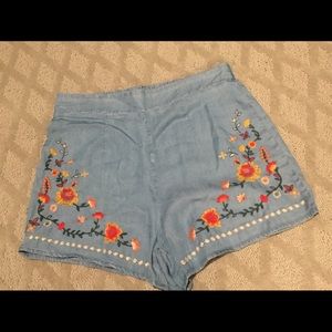 High Waisted Embroidered Shorts
